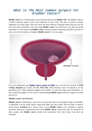 What Is The Most Common Surgery For Bladder Cancer?