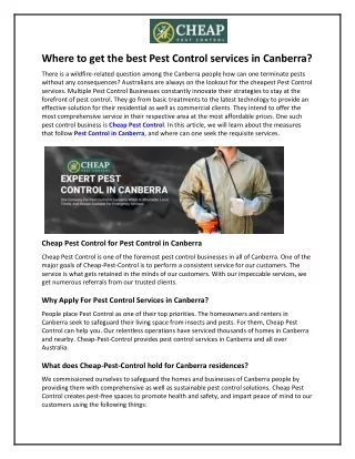 Where to get the best Pest Control services in Canberra?