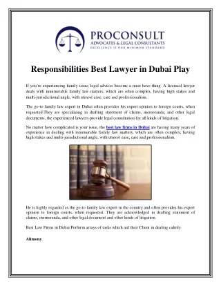 Responsibilities Best Lawyer in Dubai Play