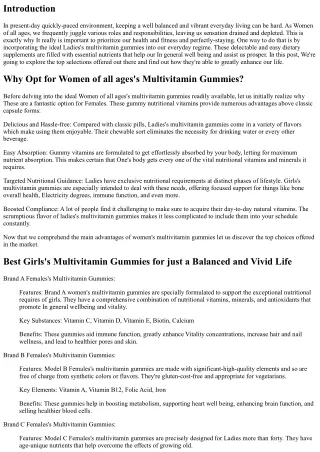 Greatest Females's Multivitamin Gummies for just a Balanced and Lively Lifestyle