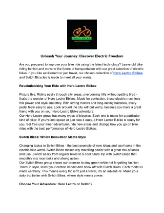 Unleash Your Journey Discover Electric Freedom