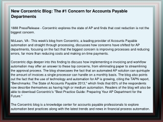 New Corcentric Blog: The #1 Concern for Accounts Payable Dep