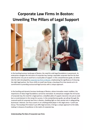 Corporate Law Firms In Boston- Unveiling The Pillars of Legal Support