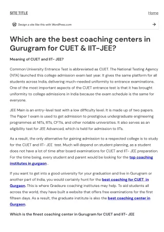 Which are the best coaching centers in Gurugram for CUET & IIT-JEE?