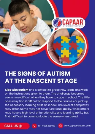 Signs of Autism at the nascent stage | Centres for Autism in Bangalore | CAPAAR