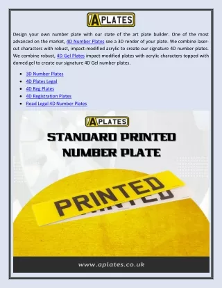 4D Number Plates