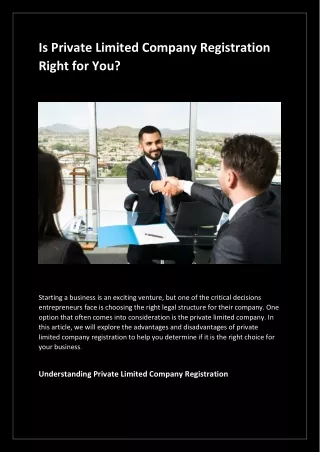 Is Private Limited Company Registration Right for You?