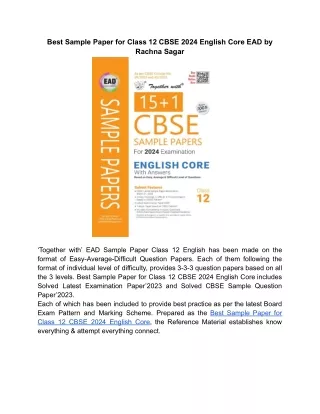 ‘Together with’ CBSE Sample Paper Class 12 English EAD with Best Learning Strate