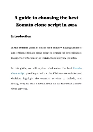A guide to choosing the best Zomato clone script in 2024