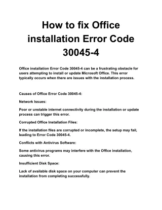 How to fix Office installation Error Code 30045-4