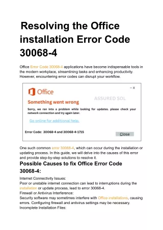 Resolving the Office installation Error Code 30068-4