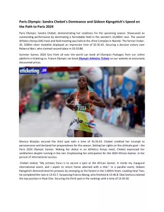 Paris Olympic Sandra Chebet's Dominance and Gideon Kipngetich's Speed on the Path to Paris 2024