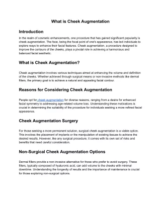 What is Cheek Augmentation