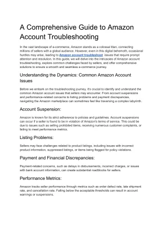 A Comprehensive Guide to Amazon Account Troubleshooting