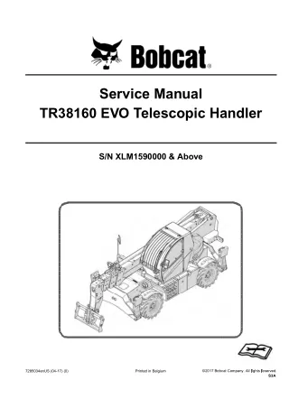 Bobcat TR38160 EVO Telescopic Handler Service Repair Manual (SN XLM1590000 and Above)