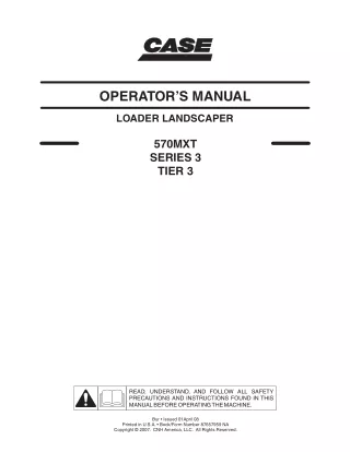 CASE 570MXT Series 3 Loader Landscaper Operator manual