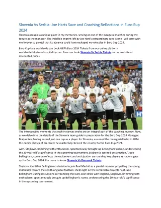 Slovenia Vs Serbia Joe Harts Save and Coaching Reflections in Euro Eup 2024