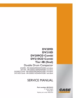 CASE DV209CD Combi Tier 4B (final) Double Drum Compactor Service Repair Manual