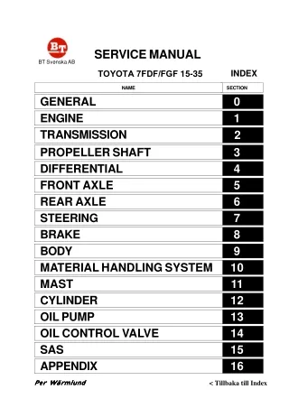 TOYOTA 02-7FGF30 Forklift Service Repair Manual