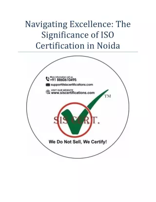 Navigating Excellence: The Significance of ISO Certification in Noida