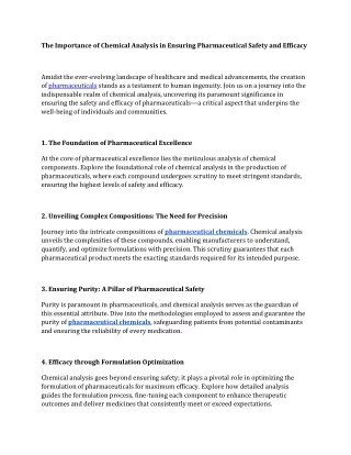 The Importance of Chemical Analysis in Ensuring Pharmaceutical Safety and Efficacy