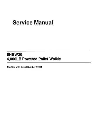 Toyota 6HBW20 4000LB Powered Pallet Walkie Service Repair Manual