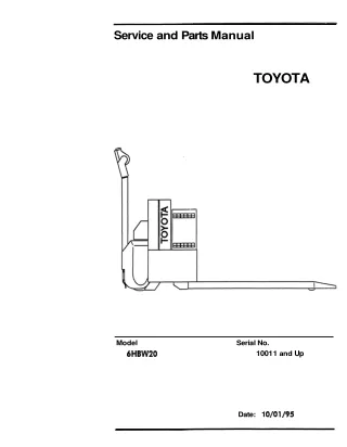 Toyota 6HBW20 Electric Pallet Jack Walkie Walk Service Repair Manual