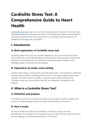 Cardiolite Stress Test: A Comprehensive Guide to Heart Health