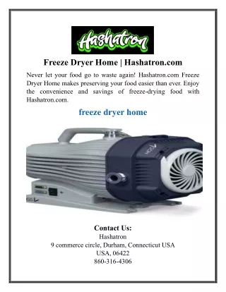 Freeze Dryer Home | Hashatron.com