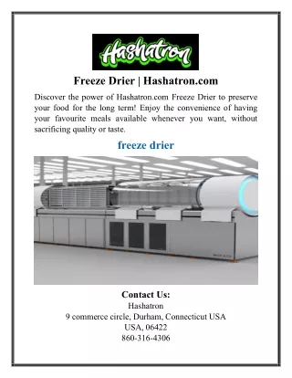 Freeze Drier | Hashatron.com