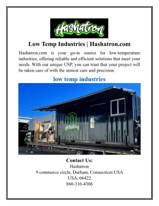 Low Temp Industries | Hashatron.com