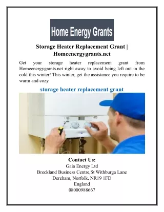 Storage Heater Replacement Grant | Homeenergygrants.net