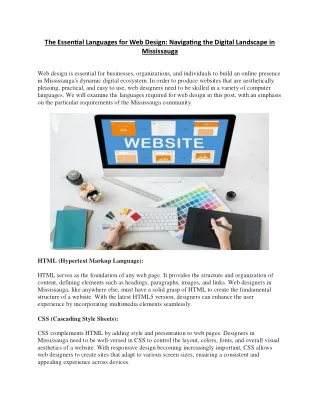 The Essential Languages for Web Design Navigating the Digital Landscape in Mississauga