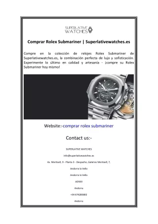 Comprar Rolex Submariner  Superlativewatches.es