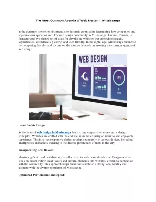 The Most Common Agenda of Web Design in Mississauga