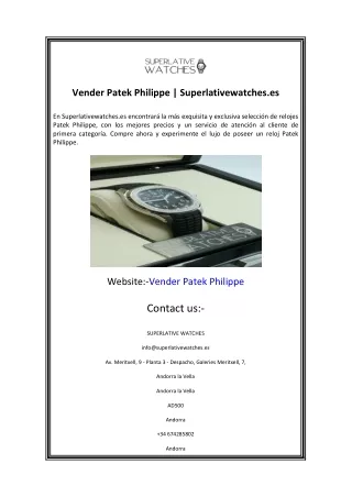 Vender Patek Philippe  Superlativewatches.es