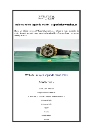 Relojes Rolex segunda mano  Superlativewatches.es