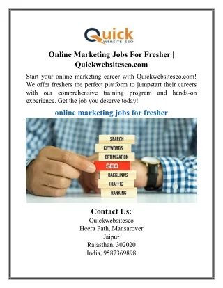 Online Marketing Jobs For Fresher | Quickwebsiteseo.com