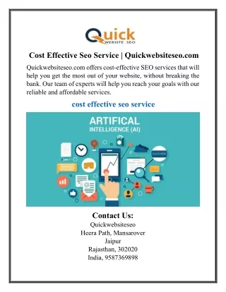 Cost Effective Seo Service | Quickwebsiteseo.com