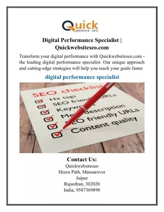 Digital Performance Specialist | Quickwebsiteseo.com