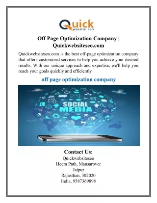 Off Page Optimization Company | Quickwebsiteseo.com