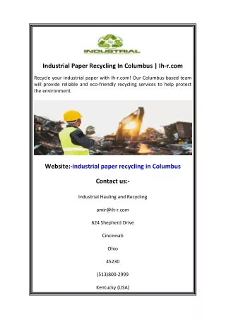 Industrial Paper Recycling In Columbus  Ih-r.com