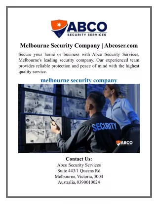 Melbourne Security Company | Abcoser.com