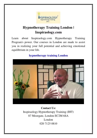 Hypnotherapy Training London | Inspiraology.com