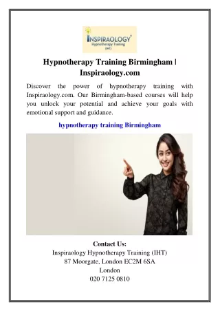 Hypnotherapy Training Birmingham | Inspiraology.com