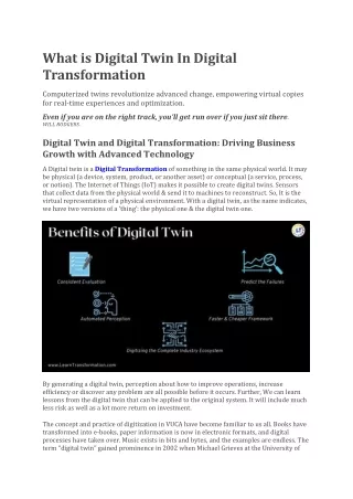 What is Digital Twin In Digital Transformation