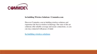 In-building Wireless Solutions  Commdex.com