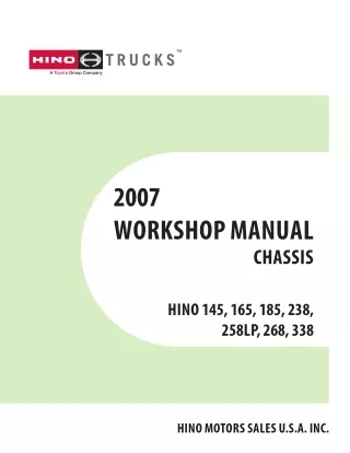 2007 Hino 258LP series Truck Service Repair Manual