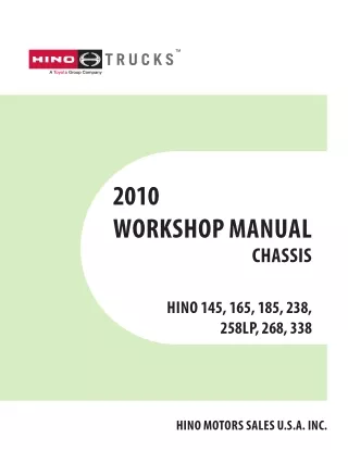 2010 HINO 238 series Truck Service Repair Manual