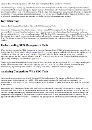 Uncover the Secrets of Top Ranked Sites With SEO Management Tools